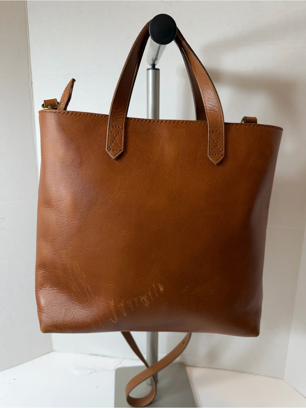 Madewell Tan Brown Transport Essential Tote Bag Pebbled Leather crossbody purse